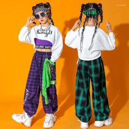 Clothing Sets Kids Teen Kpop Outfits For Girls Sweatshirt Crop Top Long Sleeve Shirt Tank Cargo Pants Child Dance Hip Hop Costume