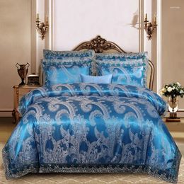 Bedding Sets Pure Cotton Silky Stain Set European 4pcs Soft Silk Jacquard Duvet Cover Luxury Lace Quilt Pillowcases Bed Sheet