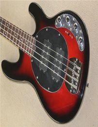 Ray 4 electric bass black ring red body two pickup active lines4006687