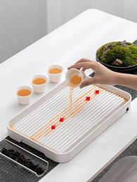 Tea Trays Miamine Tray Household Rectangular Table Set Decoration Simple Drainage Water Storage Drain Platter