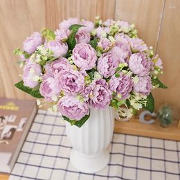 Decorative Flowers Peony Artificial Flower Head Silk Bride Bouquet Fake Floral DIY High Quality Living Room Valentine's Day Home Wedding