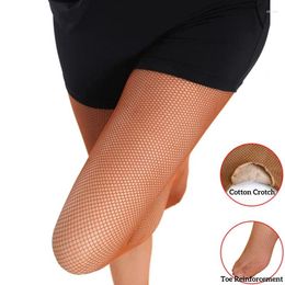 Women Socks Latin Tights Small Mesh Pantyhose Cotton Crotch Modern Dance Wear-resistant Soft Network Fishnet For