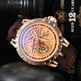 Top Brand Wrist Watches Luxury Quality Casual Sport Men ROG Quartz Multifunction Leather Strap Clock RD 017135062