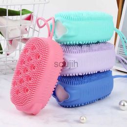 Bath Tools Accessories Shower Cleaning Bath Brushes Body Scrubber Silicone Double-sided Use Massage Relax Bath Shower Brush Cleaner Cleaning Tool 240413