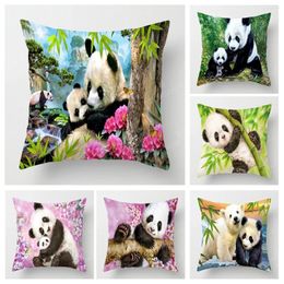 Pillow Home Living Room Decoration Covers Short Plush Panda And Bamboo Throw Cover45 45 Pillowcase 40x40cm 50x50 45x45