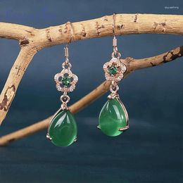 Dangle Earrings Cellacity Real Emerald Gemstones Drop Earring For Charm Lady With Water Shape Green Gemstone Dating Party Jewerly Gift