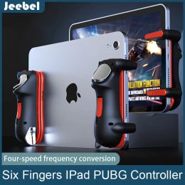 Gamepads Six Finger Ipad PUBG Controller Capacitance Adjustable Mobile Game Trigger L1R1 Button Gamepad Joystick Grip Tablet Accessories