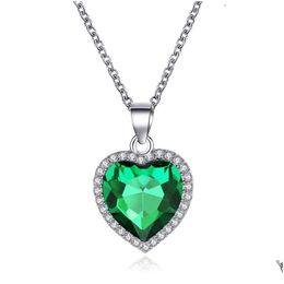 Pendant Necklaces Sumeng 2021 New Titanic Heart Of Ocean Blue Love Necklace For Women Men Jewellery Gift Drop Delivery Pendants Dh2Gl