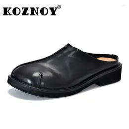 Slippers Koznoy 4cm 2024 ROME Cow Genuine Leather Women Summer Platform Wedge Sandals Designer Comfortable Concise Fashion Shoes