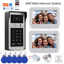 Tuya Smart Video Doorbell 1080P Visual Intercom WIFI Video Door Phone Electronic Doorman Password/RFID Unlock Electric Lock Kit