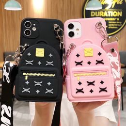 Crossbody Necklace Strap Coin Wallet Bag Phone Case For Samsung Galaxy A33 A34 A42 A50 A51 A52 A53 A54 A7 2018 A71 A72 A73 Cover