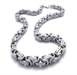 20 40 inches Top Selling 8mm wide silver byzantine chain stainless steel Jewellery Mens necklace Pick lenght ship4234949