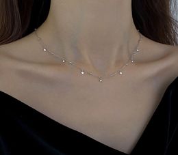 Real 925 Sterling Silver Earring Geometric Round Choker Necklace For Fashion Women Minimalist Fine Jewelry Cute Accessories girl g1433024