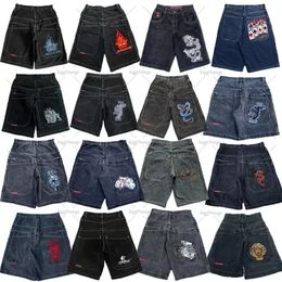 JNCO Wide Straight Denim Shorts Harajuku Y2K Jeans Hip Hop Vintage Pattern Summer Women Gothic Men Basketball Streetwear 240409