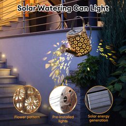 LED Solar Watering Can Light Hanging Kettle Lantern Light Garden Decorative Solar Waterfall Lights Waterproof Hanging Light