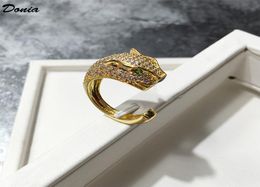 Donia Jewellery ring fashion hand inlaid zircon leopard European and American creative men and women open ringwomen9391237