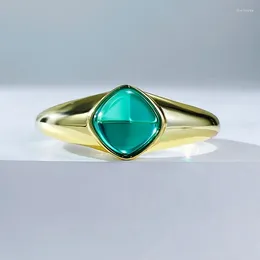 Cluster Rings 925 Silver Plated Gold Set 6 6mm Emerald Sugar Tower Ring For Women In Europe And America Cross Border Style