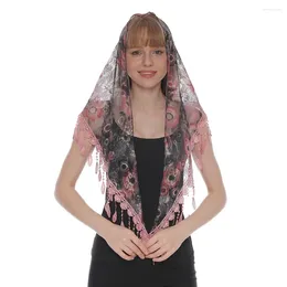 Scarves Solid Triangle Veil Scarf Fashion Tassel Flower Floral Print Polyester Jacquard Rose Shawl Wedding Women Hollow