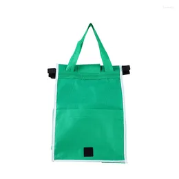 Storage Bags 1Pcs Green Non-woven Fabric Supermarket Shopping Handbag Trolley Hanging Bag