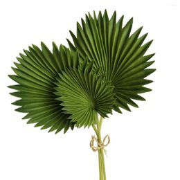 Decorative Flowers 3 Pcs Artificial Palm Leaves Bunch Green Plastic Fake Plants Simulation Flower Arrangement Home Decoration