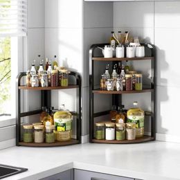 Kitchen Storage 3 Layer Triangular Shelving Counter Top Corner Seasoning Rack Household Floor Salt Vinegar