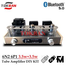 Amplifiers Tokban 6n2 6p1 Vacuum Tube Amplifier Kit Diy 3.5w*2 2.0 Class A Amplifier Usb Fm Aux Bluetooth 5.0 Vu Meter HIFI Amp Audio