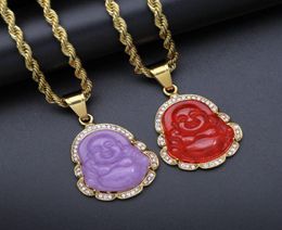 Cubic Zircon Maitreya Buddha Pendant Necklace For Women Men Rope Chain Big Belly Buddha Necklace Hip Hop Jewelry Christmas Gifts 25750718