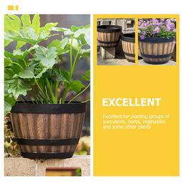 Flowerpot Large Pots Vintage Vases Artificial Plants Indoor Imitated Wood Planter Whiskey Barrel
