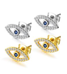 Lucky Blue Evil Eye Cubic Zirconia Protection Stud Earrings for Women Girls Silver Gold Statement Tone Mother039s Day Anniversa9151167