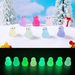 Decorative Figurines Christmas Luminous Snowman Decorations 2024 Outdoor Resin Cabochons Fairy Garden DIY Scrapbook Craft Dollhouse