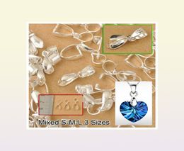 120PCS Mix Size SML Jewellery Findings Bail Connector Bale Pinch Clasp 925 Sterling Silver Pendant4166070