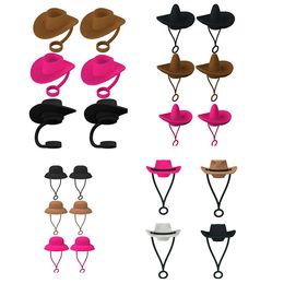 Newest silicone straw cap 4 style hat shape colorfuls straw toppers cover dust plug reusable tumbler straw charms 10mm