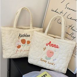 Personalized New Embroidered Little Rabbit Love Handbag Large Capacity Portable Tote Bag Student School Bag Women's Easter
