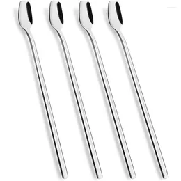 Coffee Scoops 5Pcs Modern Simple Long Handle Spoon Dessert Ice Cream Square Head Stirring Stainless Steel Household
