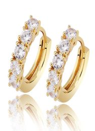 Micro Pave CZ Round Stud Hoop Earrings Gold Silver Fashion Iced Out Diamond Earring Hip Hop Rock Jewellery For Men Women5455018