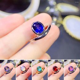 Cluster Rings FS 6 8 Amethyst/Sapphire/Opal/Garnet Ring S925 Sterling Silver Natural Gem For Women Fine Fashion Weddings Jewellery Spring