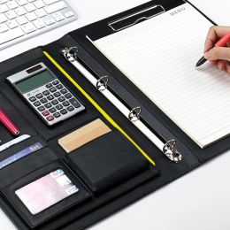 Calculators Pu Leather Notepad A4 File Organiser Portfolio Folder Document Bags Card Holder Pen File Clip Calculator Memo Multifunction