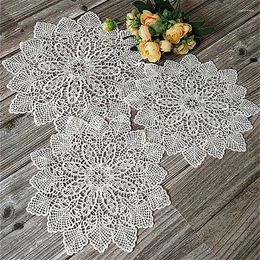 Table Mats Pastoral Round Hand Crochet Cotton Placemat For Dining Kitchen Restaurant Balcony Coffee Mat Christmas Decoration