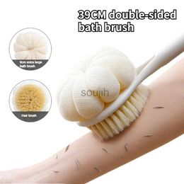 Bath Tools Accessories Silicone Double Side Brush Head Back Scrubber Shower Brush With Long Handle Dry Skin Exfoliating Body Massage Cleaning Tools 240413