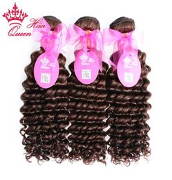 Queen Hair 100 Human Hair Brazilian Virgin Hair Deep Wave 3pcslot Natural Brown 2 Colour 14inch to 22inch in stock1791713