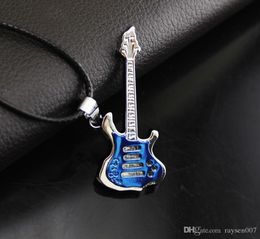 2020 Fashion Cool Guitar Pendant Necklace Titanium steel Music Guitar Necklace Fine Jewellery For music fans Whole8816561