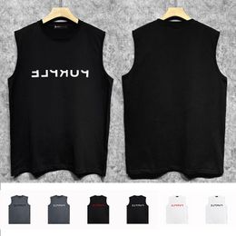 Purple Vest Heavy Cotton Sports Vest Bpur064 Inverted Letter Print R84w80 Mens Summer American Vintage Sleeveless T-shirt