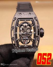 Skull 052 Miyota Automatic Mens Watch Carbon Fibre Skeleton Dial Black Rubber Strap Super Edition Puretime01 E69B13122259