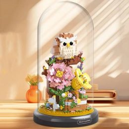 YKO Animal World Panda Owl Parrot Bird Flower Tree Garden Pet Display Case 3D Mini Diamond Blocks Bricks Building Toy New In Box