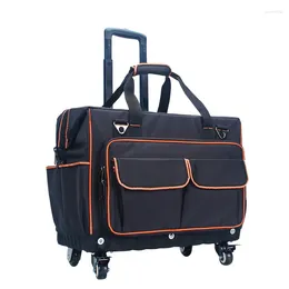 Storage Bags Factory Price 1200D Black Water-Resistant Contractor's Rolling Tool Tote Bag With Telescoping Handle