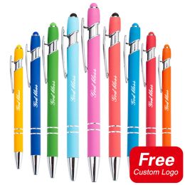 Pens 20Pcs Custom Logo Multcolor Metal Ballpoint Pen Personalized Carving Name Business Advertising Gifts Office Stationery Wholesale