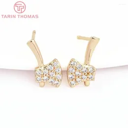Stud Earrings (7883)4PCS 6x12MM 24K Gold Colour Brass With Zircon Axe Shaped Symmetrical High Quality Jewellery Findings Wholesales