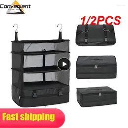 Storage Bags 1/2PCS Travel Luggage Organiser Portable Shelves Bag 3-Shelf Suitcase Packing Cube Collapsible Hanging Closet
