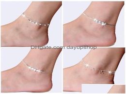 Anklets New 925 Sterling Sliver Ankle Bracelet For Women Foot Jewelry Inlaid Zircon On A Leg Personality Gifts 527 T2 Drop Deliver7202430