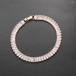 Link Bracelets Luxury CZ Tennis Bracelet For Women Gold Colour Bangle Korean Style Crystal Hand Chain Fashion Jewellery Zirconia Accessories